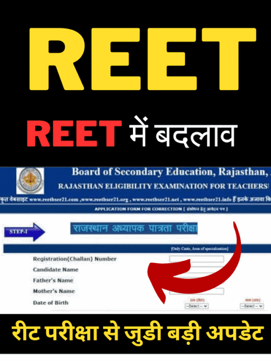 REET परीक्षा से जुडी अपडेट आयी सामने रीट में हुआ बड़ा बदलाव !