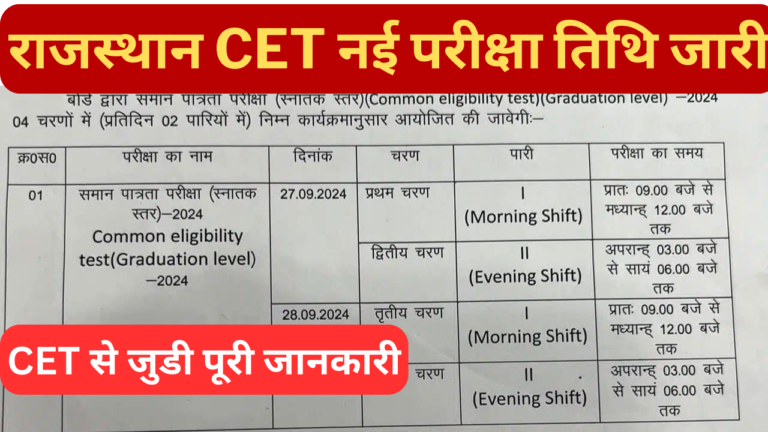 Rajasthan CET Graduation Exam Date