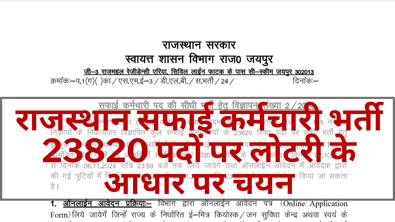 Rajasthan Safai Karamchari Recruitment