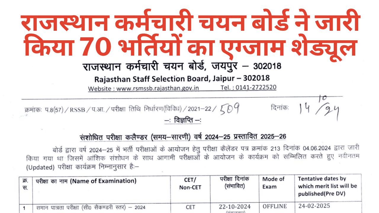 RSMSSB Exam Calendar 2024-25