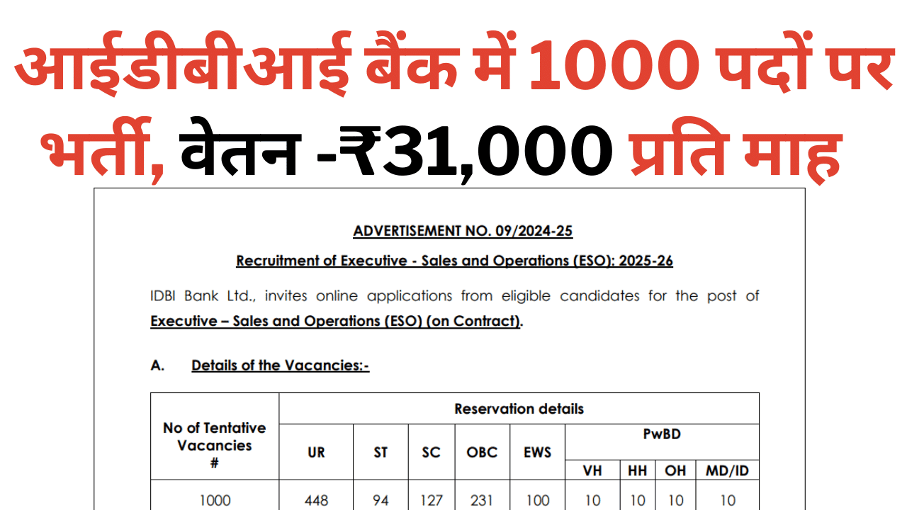 IDBI Bank Executive Job 2024