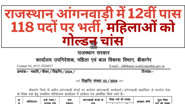 Rajasthan Anganwadi Bharti 2024