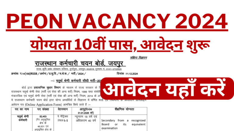 Rajasthan Peon Vacancy 2024